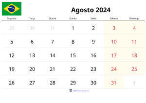 Calendario Agosto 2024