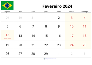 Calendario Febrero 2024