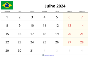 Calendario Julio 2024