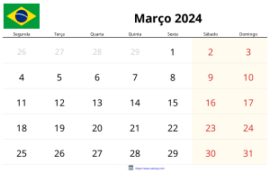 Calendario Marzo 2024