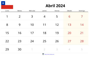 Calendrier Avril 2024