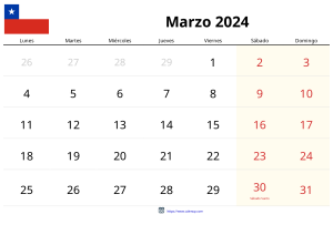 Calendário de Março de 2024 