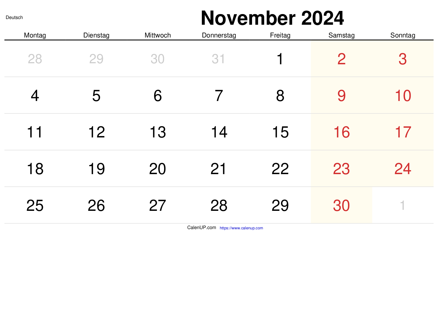 November 2024 Kalender