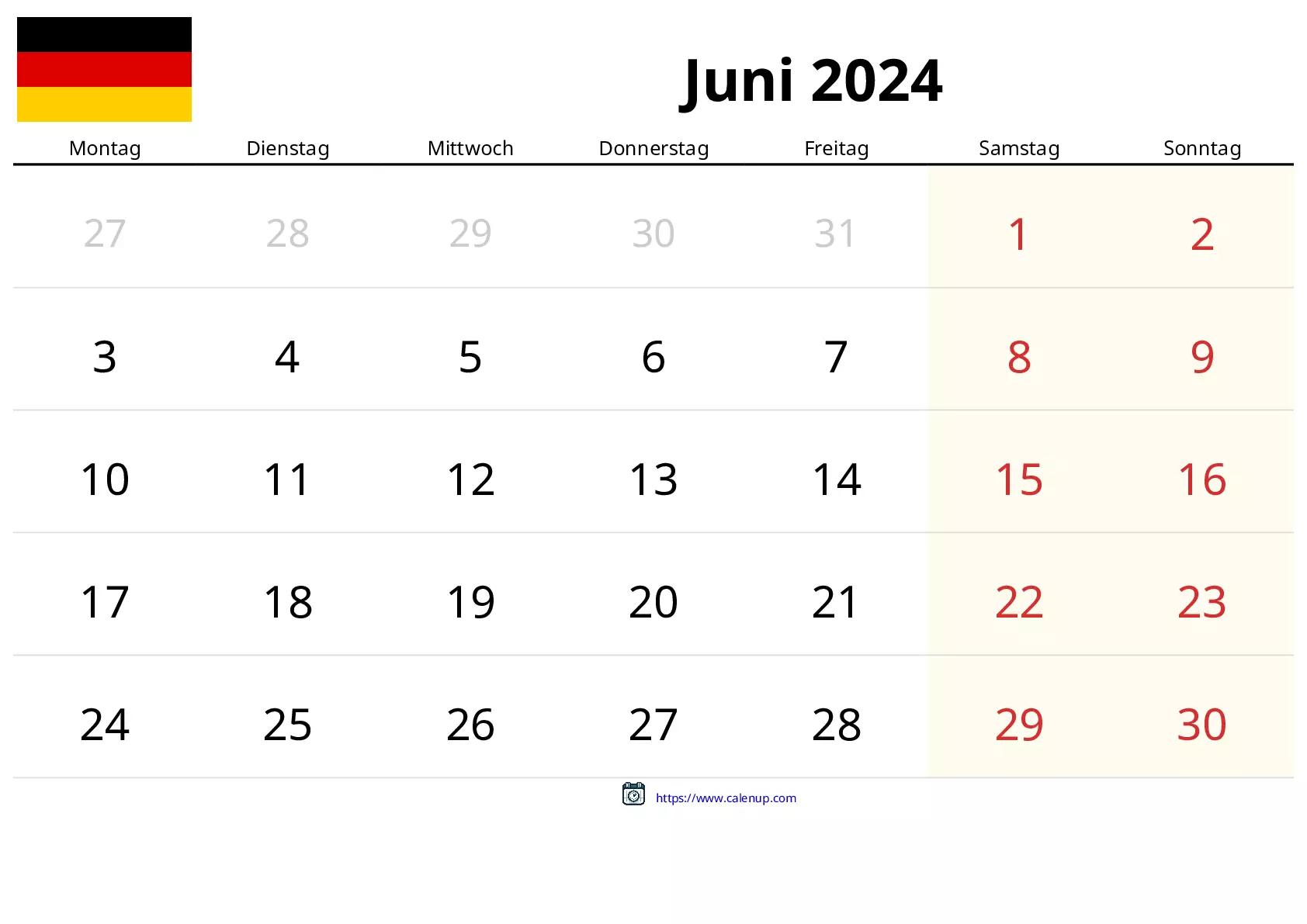 Abiturerlass Hessen 2024 Deutsch Juni 2024 Utskrivbar Kalender for Tyskland | CalenUP
