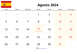 Calendrier Août 2024