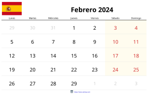 Calendario Febrero 2024