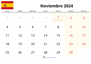 Calendrier Novembre 2024