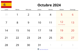 Calendrier Octobre 2024