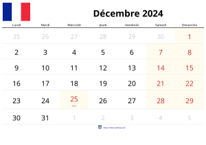 Calendrier Décembre 2024