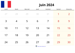 Calendrier Juin 2024