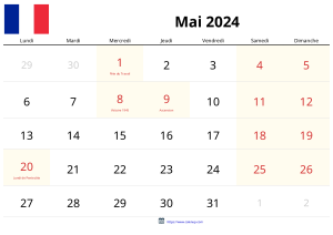 Calendrier Mai 2024