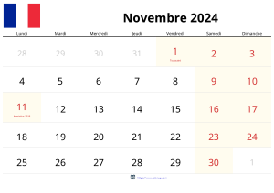 Calendrier Novembre 2024