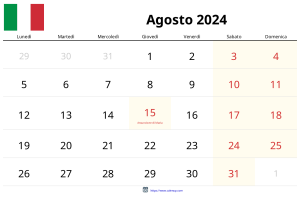 Agosto 2024 Calendario