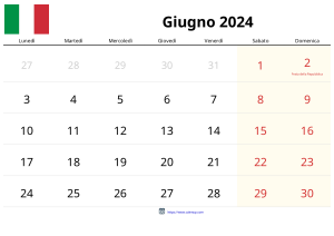 Giugno 2024 Calendario