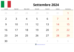 Settembre 2024 Calendario