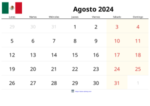 Calendrier Août 2024