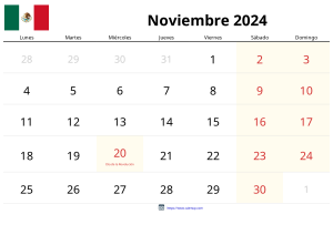 Calendrier Novembre 2024