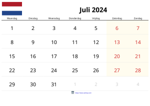 Juli 2024 Kalender