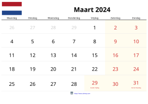 Maart 2024 Kalender