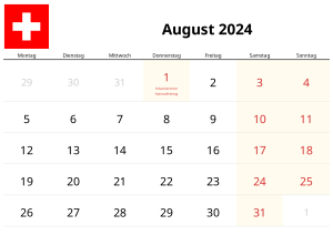 Calendario Agosto 2024