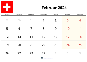 Calendario Febrero 2024