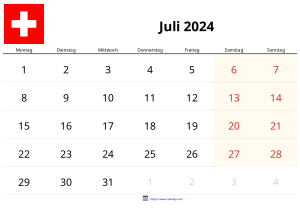 Calendario Julio 2024