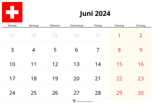 Calendario Junio 2024