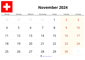 Calendario Noviembre 2024