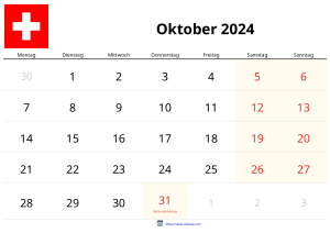 Calendario Octubre 2024