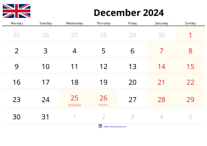 Calendario Diciembre 2024