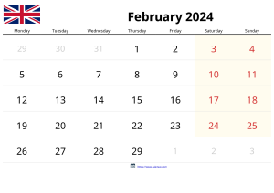 Calendario Febrero 2024