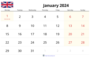 Calendario Enero 2024