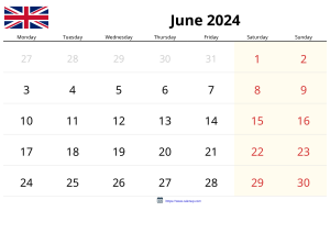 Calendario Junio 2024