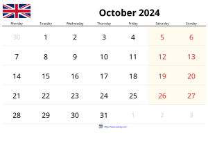 Calendario Octubre 2024