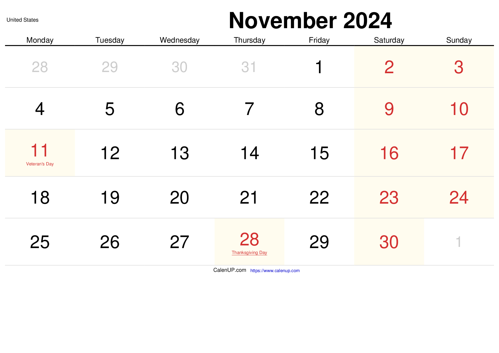 November 2024 Calendar