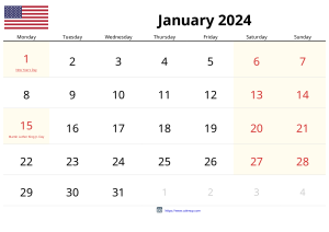 Januar 2024 Kalender