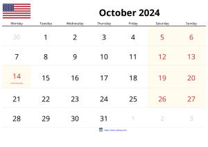 Oktober 2024 Kalender