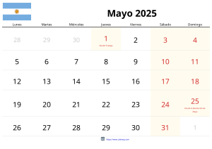Calendário de Maio de 2025 Calendário de Maio de 2025