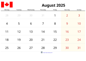 August 2025 Calendar