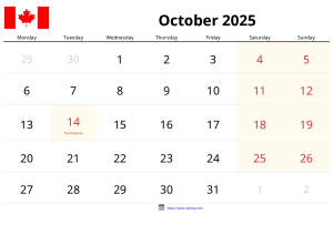 October 2025 Calendar