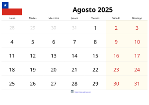 Calendari Agost 2025