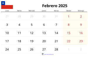 Calendari Febrer 2025