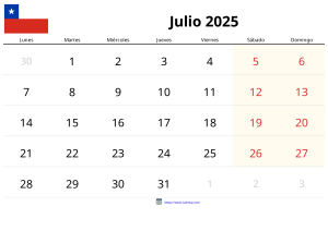 Calendari Juliol 2025