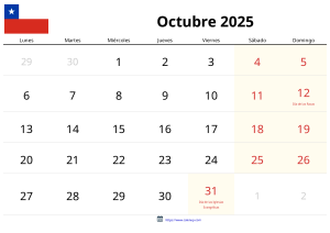 Oktober 2025 Kalender