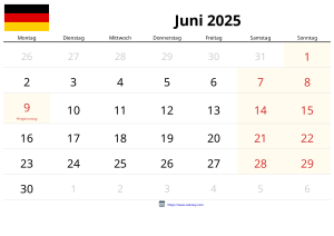 Calendrier Juin 2025