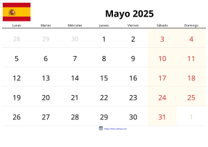 Calendario Mayo 2025