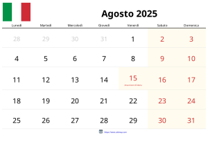 Agosto 2025 Calendario