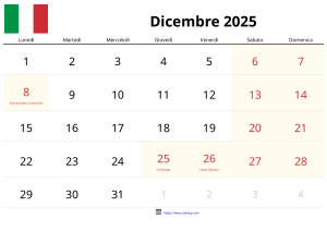 Dicembre 2025 Calendario