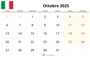 Ottobre 2025 Calendario