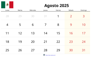 अगस्त 2025 कैलेंडर